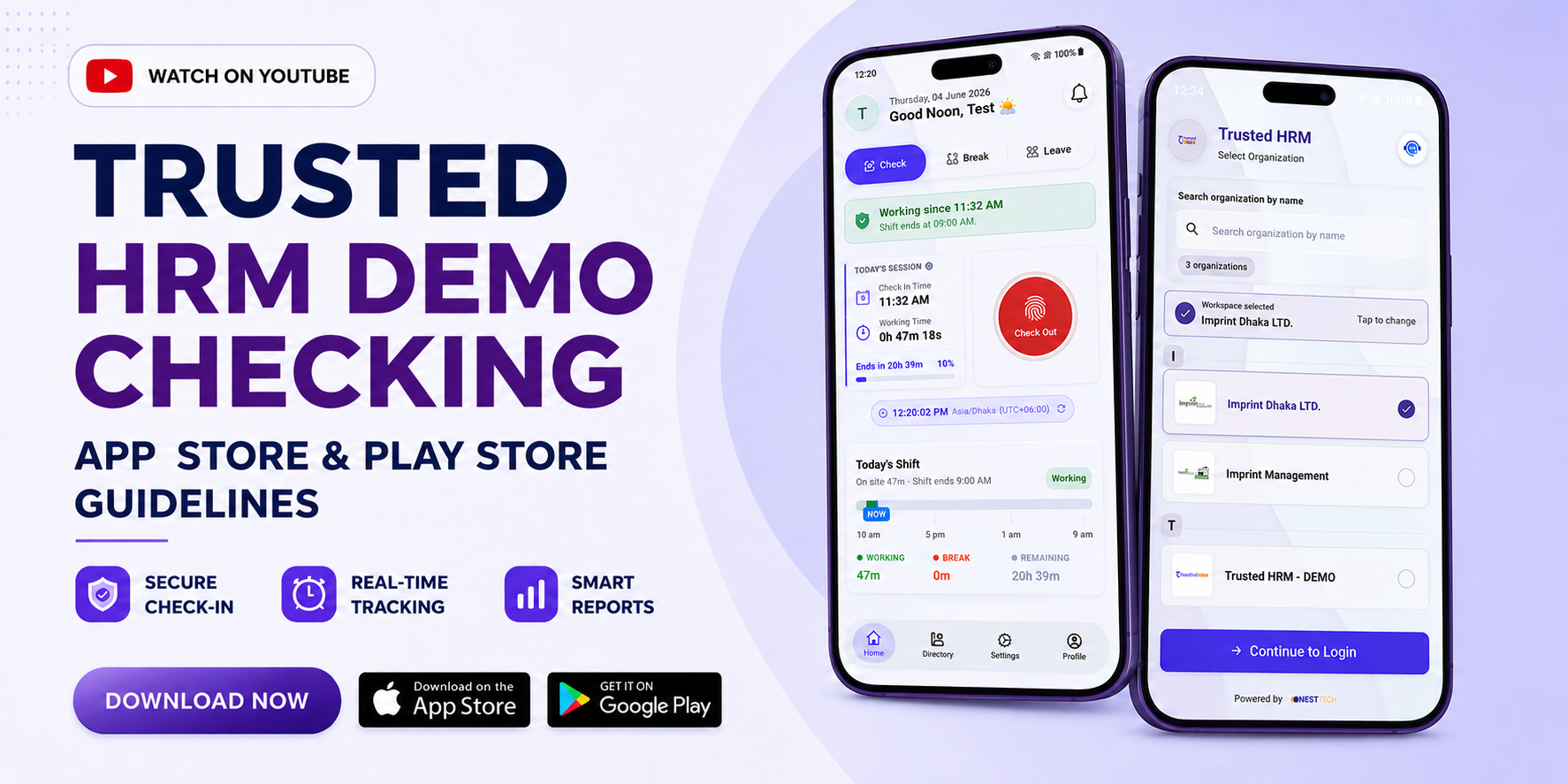 Trusted HRM Demo Checking Guidelines From App Store and Play Store